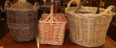 Lot 1438 - Four various wicker wares to include carrying...