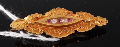 Lot 359 - A late Victorian 15ct gold, ruby and diamond...