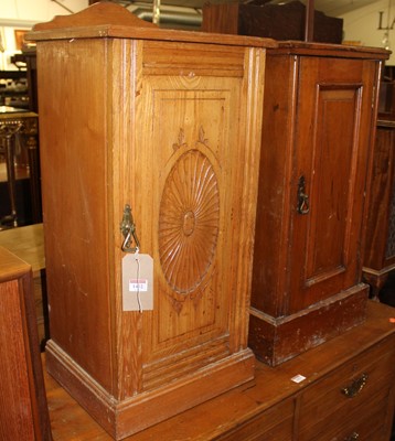 Lot 1452 - An Edwardian oak single door ledgeback bedside...