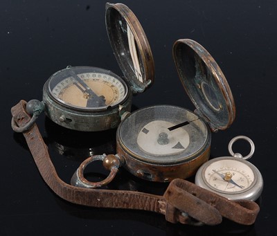 Lot 2372 - A brass cased Night Marching prismatic compass...