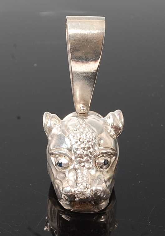 Lot 2597 - A sterling silver three-dimensional leopard...