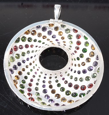 Lot 2628 - A sterling silver multi-stone large circular...