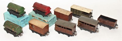 Lot 343 - Nine Pre-WAR Hornby Dublo goods wagons (All P)...