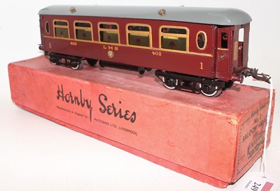 Lot 249 - 1930-41 Hornby No.2 LMS 402 Saloon Coach, roof...