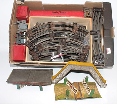 Lot 254 - Large tray containing Hornby Clockwork Track,...