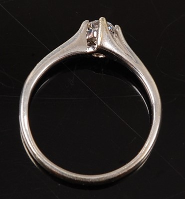 Lot 2594 - A 9ct white gold diamond single stone ring,...
