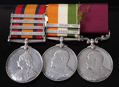 Lot 2100 - A Boer War trio of medals to include Queen's...