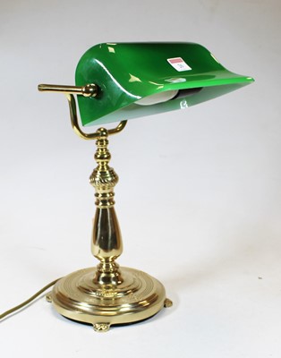 Lot 26 - A modern lacquered brass desk lamp, having an...