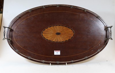 Lot 51 - An early 20th century mahogany tray, of oval...