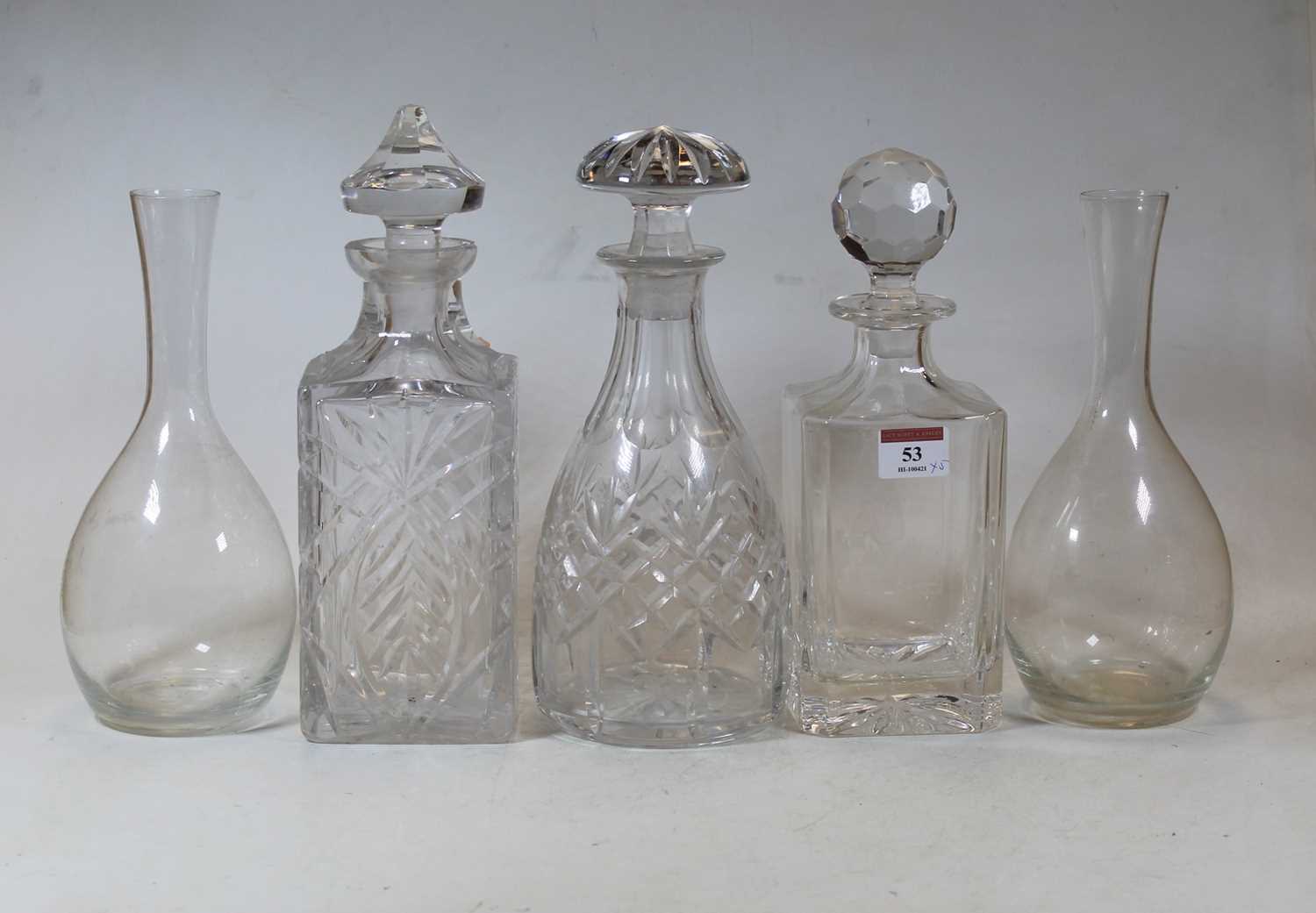 Lot 53 - An early 20th century cut glass decanter,...