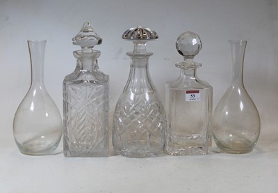 Lot 53 - An early 20th century cut glass decanter,...