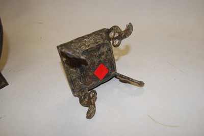 Lot 66 - A modern Chinese bronzed metal vase, of square...