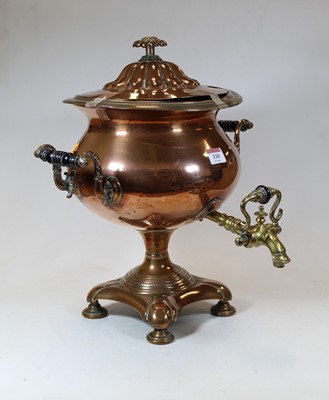 Lot 110 - An early 20th century copper samovar, of squat...