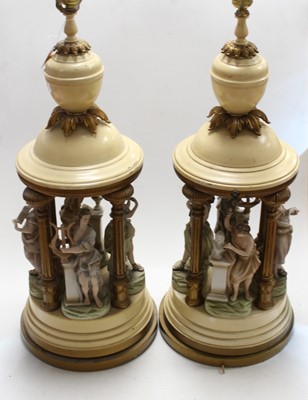 Lot 118 - A pair of large cream painted Toleware table...