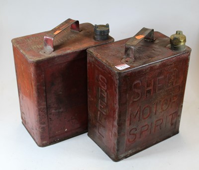 Lot 179 - A red painted Shell Motor Spirit fuel can;...