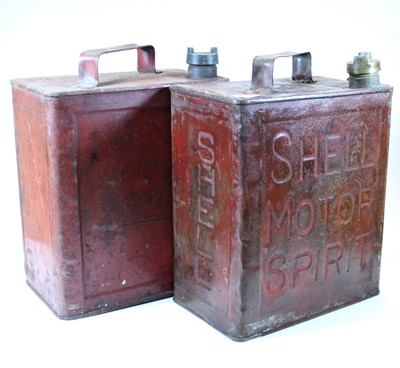 Lot 179 - A red painted Shell Motor Spirit fuel can;...