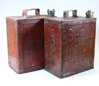 Lot 179 - A red painted Shell Motor Spirit fuel can;...