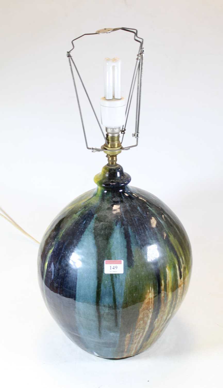 Lot 149 - A large 20th century stoneware table lamp of...