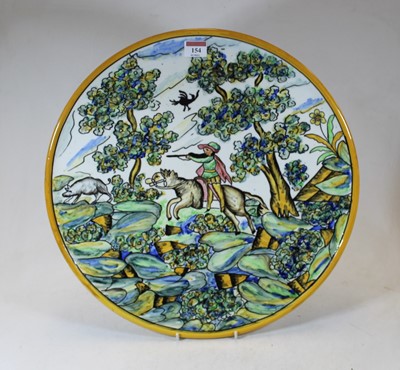 Lot 154 - A large continental maiolica glazed charger...