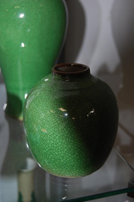 Lot 198 - A Chinese green crackle glazed vase, having a...