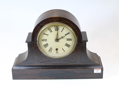 Lot 67 - A late Victorian simulated walnut mantel clock,...