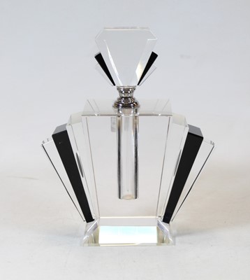 Lot 210 - A large Art Deco style black and clear glass...