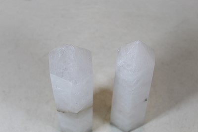Lot 212 - A pair of modern mock crystal desk obelisks, h....
