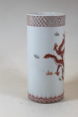 Lot 243 - A Chinese export vase, of cylindrical form,...