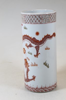 Lot 243 - A Chinese export vase, of cylindrical form,...