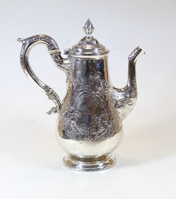 Lot 265 - A Georgian style silver coffee pot, having...
