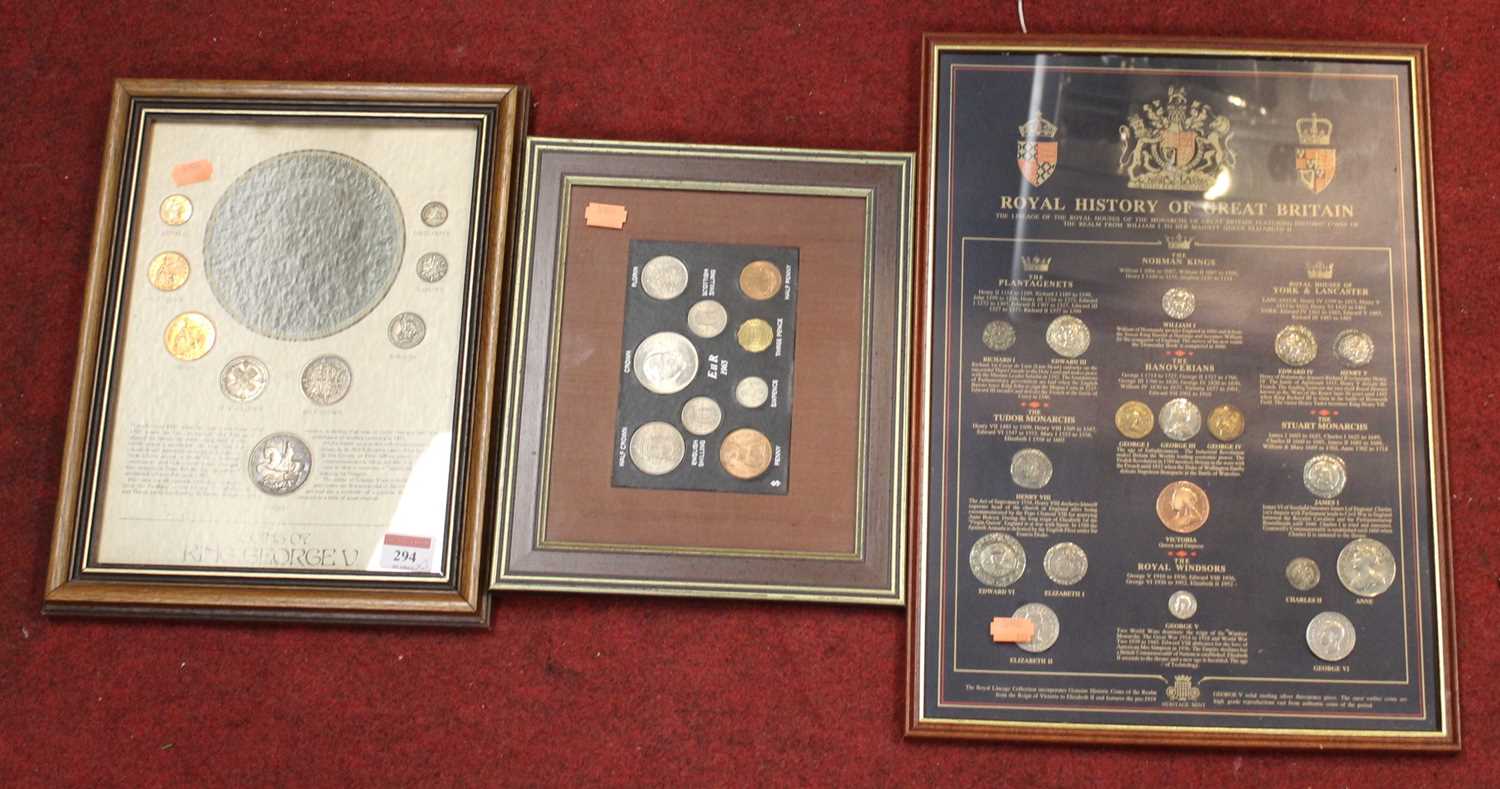 Lot 294 - A framed set of King George V coins, from...