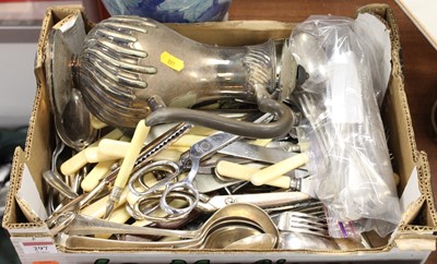 Lot 297 - A box of miscellaneous metalware, to include...
