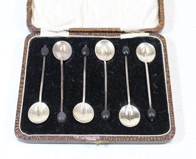 Lot 312 - A set of six George V silver coffee bean...