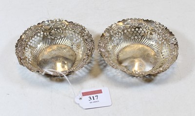 Lot 317 - A pair of late Victorian silver bonbon dishes,...