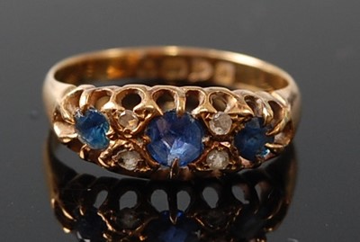 Lot 2611 - An 18ct yellow gold, sapphire and diamond...