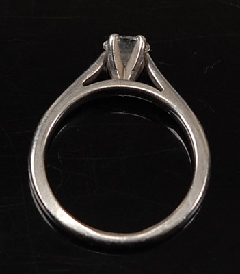 Lot 2631 - A white metal diamond single stone ring,...