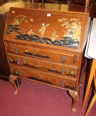 Lot 1403 - A 1930s walnut and chinoiserie decorated...