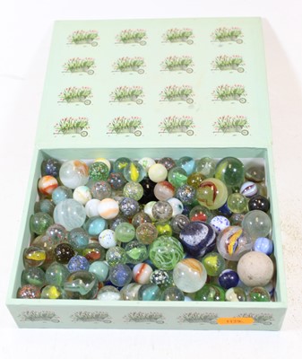 Lot 343 - A box of Victorian and later glass marbles