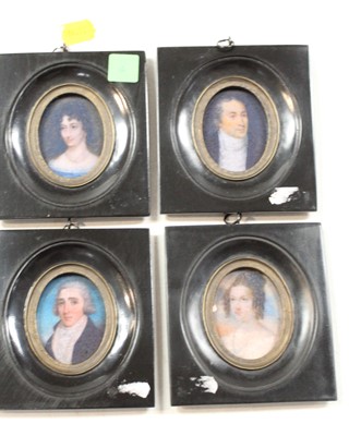 Lot 345 - A set of four reproduction portrait miniatures,...