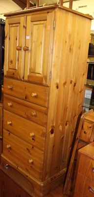 Lot 1459 - A modern pine round cornered hi-fi cabinet,...
