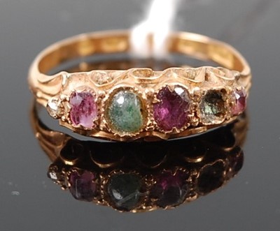Lot 353 - A vintage lady's 15ct gold multi-stone ring,...