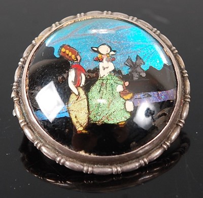 Lot 377 - A white metal convex glass and foil circular...