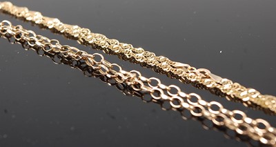 Lot 385 - A 9ct gold belcher link necklace; together...