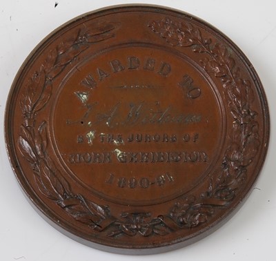 Lot 2043 - An 1890-91 "Work" Exhibition medal, Presented...