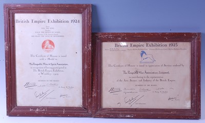 Lot 2057 - A British Empire Exhibition 1924 Certificate...