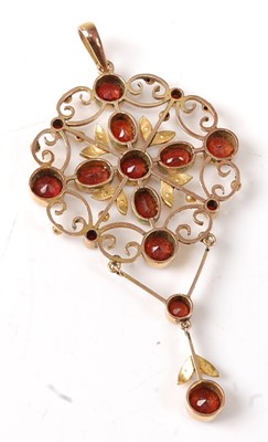 Lot 2667 - A yellow metal Edwardian garnet and seed pearl...