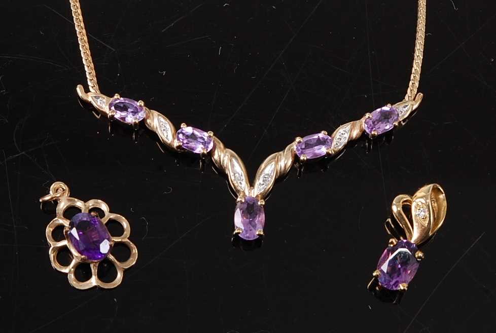 Lot 2681 - A suite of amethyst jewellery comprising the...