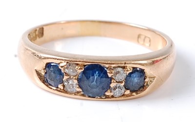 Lot 2698 - An Edwardian 18ct yellow gold sapphire and...
