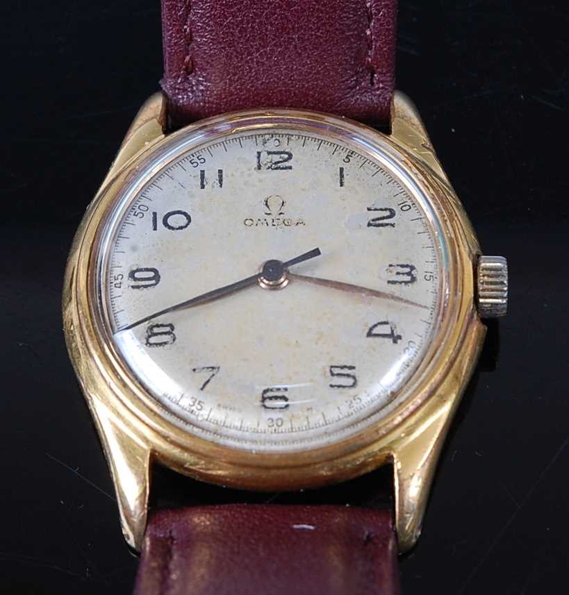 Lot 2651 - A gent's Omega gold plated wristwatch, having...