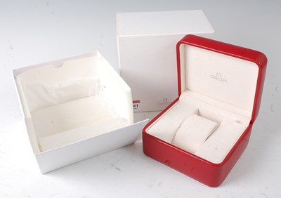 Lot 2661 - An Omega stitched red leather watch box (only),...